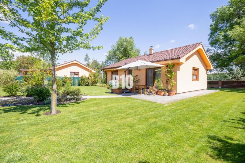 Einfamilienhaus in Bílkove Humence mit Garten und Terrasse mit Sitzgelegenheit.