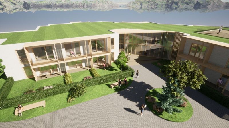 Modernes Gebäude mit Gründach in Nová Lesná in der Kategorie Hotels und Pensionen.