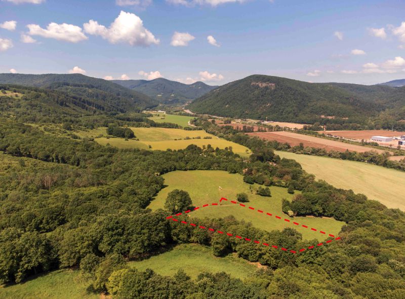 Wiesenerholungsgrundstücke umgeben von Wäldern und Wiesen in Ostrá Lúka.