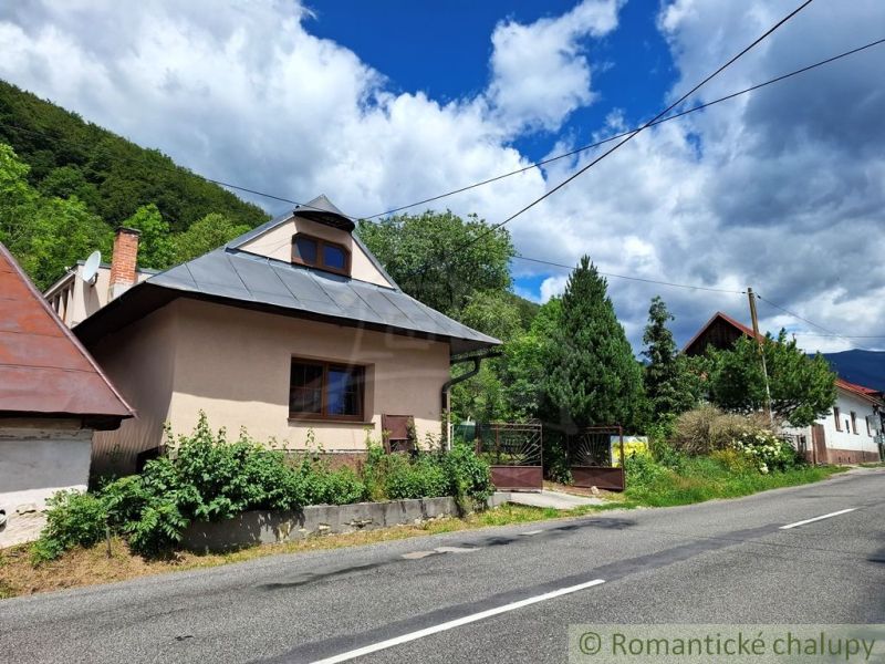 Der Außenbereich in Mýto pod Ďumbierom zeigt Geschäftsräume an der Straße, umgeben von Grün.