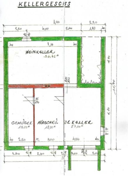 Grundriss eines Einfamilienhauses in Illmitz mit vier Zimmern im Weinkeller.
