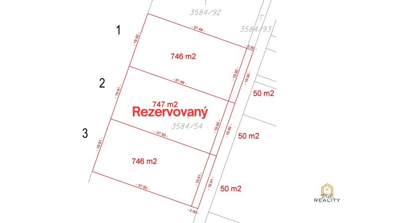 Grundstücksplan in der Zlatobanská-Straße in Prešov für Wohnzwecke, eines ist reserviert.