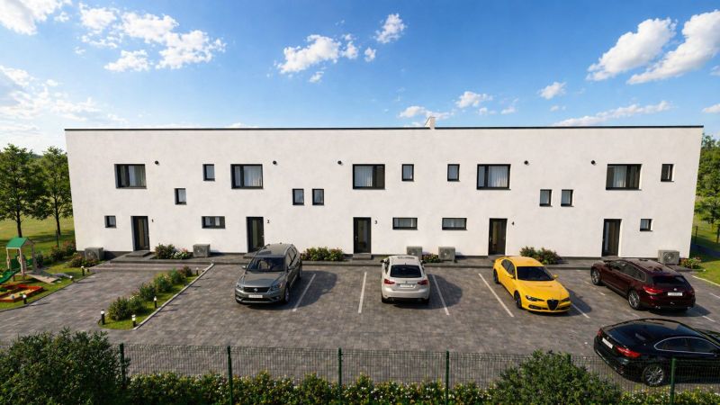 Ein Einfamilienhaus in Nová Polhora in der Straße Nová Polhora mit Parkplatz und Kinderspielplatz.