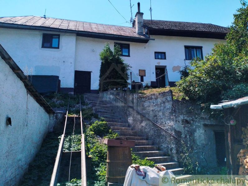 Hof eines Einfamilienhauses in Stará Turá mit Treppen und Vegetation.
