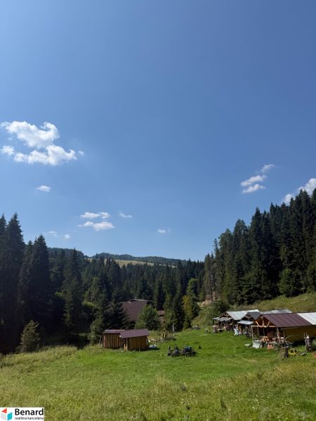 Erholungsgrundstücke in Litmanová, umgeben von Wäldern und blauem Himmel.