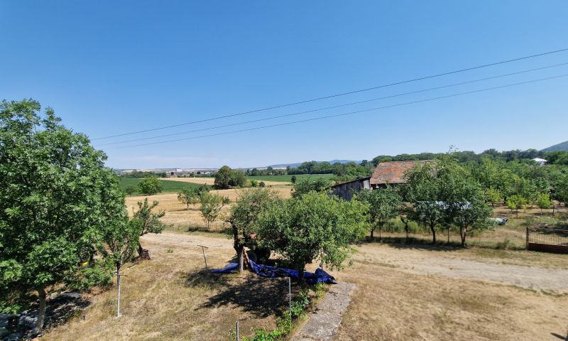 Die Landschaft in der Umgebung des Einfamilienhauses in der Biela-Straße in Kazimír mit Obstbäumen.