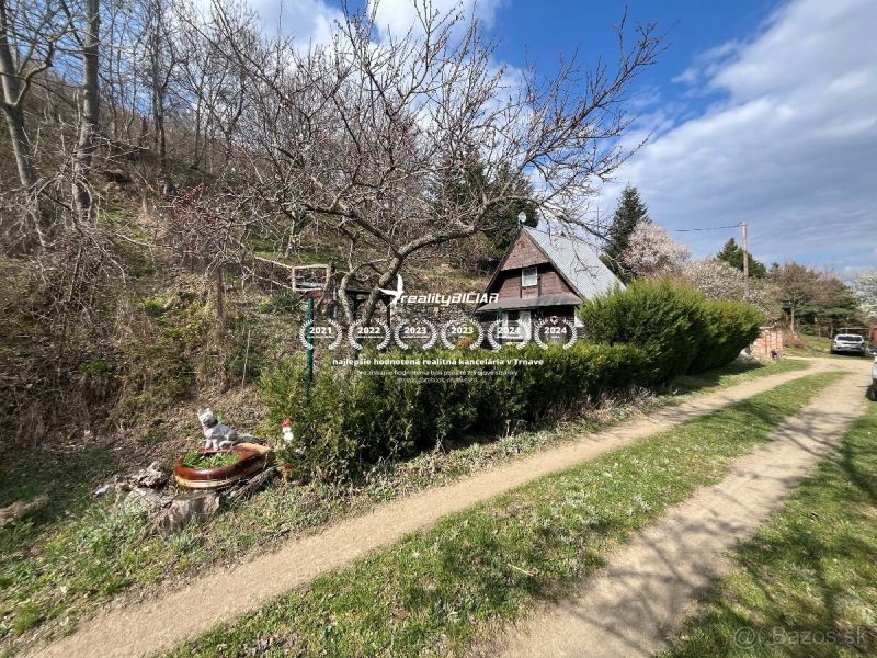 Ein Haus in Dolné Orešany in der Straße Dolné Orešany, umgeben von Bäumen im Frühling.