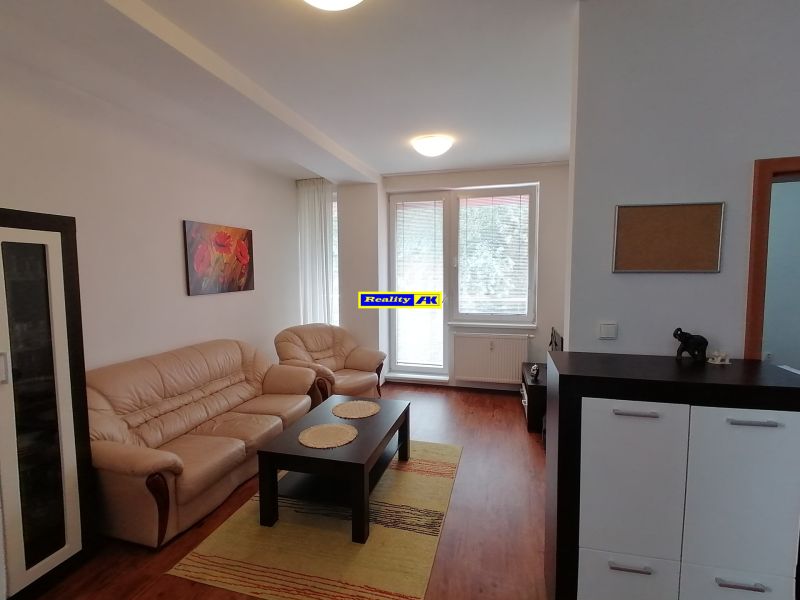 Wohnzimmer in einer 2-Zimmer-Wohnung mit Holzboden und Sofa.
