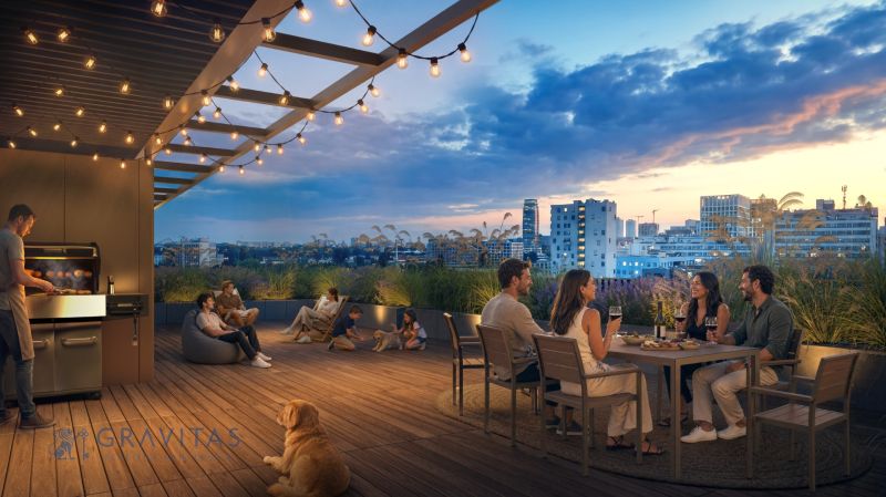 Dachterrasse mit Sitzgelegenheiten und Grillmöglichkeiten in Bratislava - Ružinov in Mlynské Nivy.