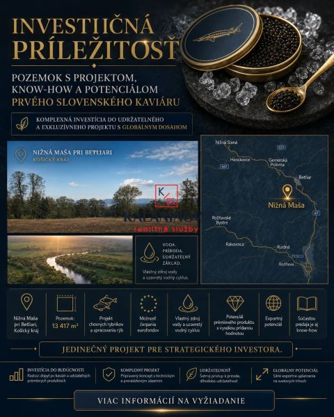Investitionsmöglichkeit in Betliar: Gewerbegrundstücke mit Potenzial für den ersten slowakischen Kaviar.
