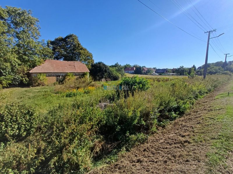 Grundstück in Ceroviny an der Hauptstraße, umgeben von Grünflächen und Natur.