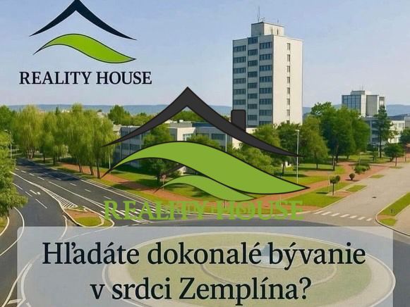 Angebot einer Immobilienagentur für Wohnen im Zentrum von Zemplín mit Blick auf Grünflächen.