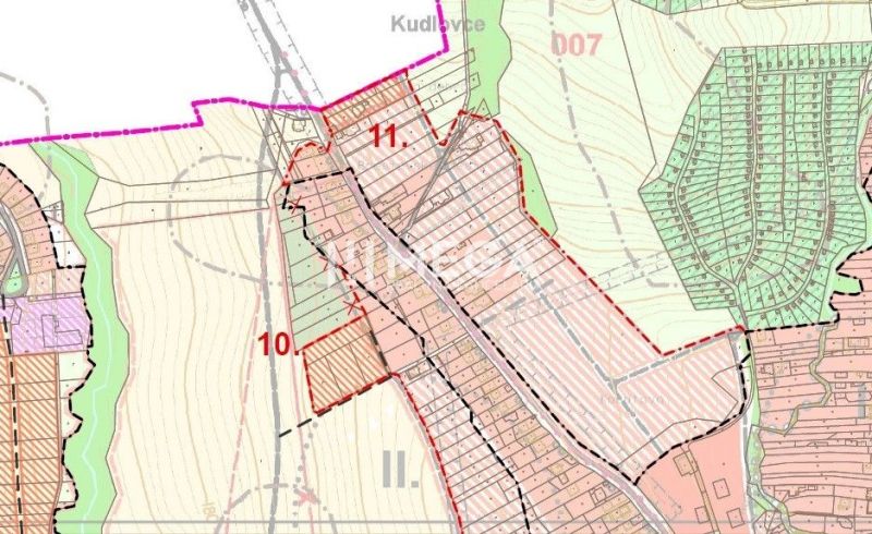 Karte mit der Kennzeichnung von Wohnbaugrundstücken im Gebiet Brestovská, Humenné.