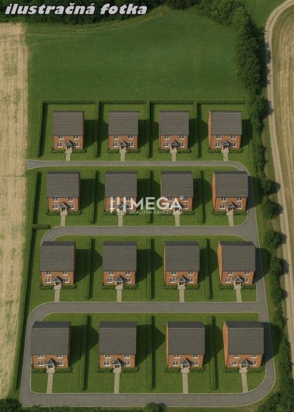 Entwerfen Sie ein Haus im Projekt Besondere Immobilien in Vranov nad Topľou, platziert auf grünen Grundstücken.