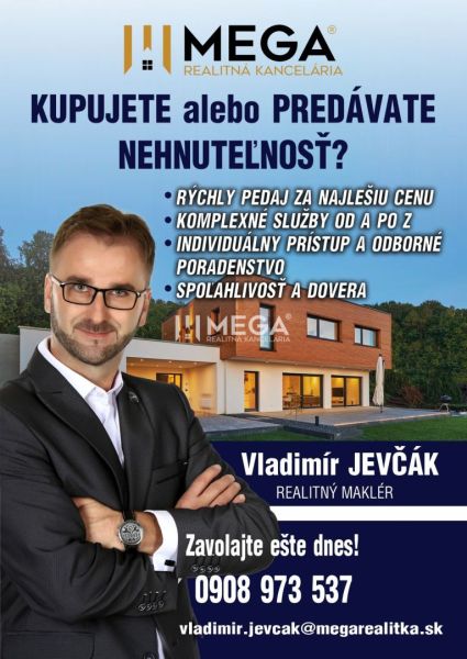 Werbung für eine Immobilienagentur mit einem modernen Einfamilienhaus und den Kontaktdaten des Maklers.