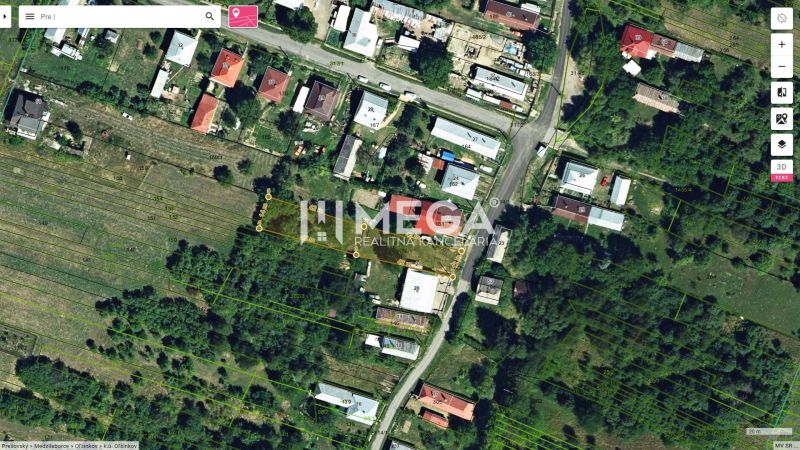 Luftaufnahme von Grundstücken - Wohnen in Oľšinkov in der Oľšinkov-Straße.