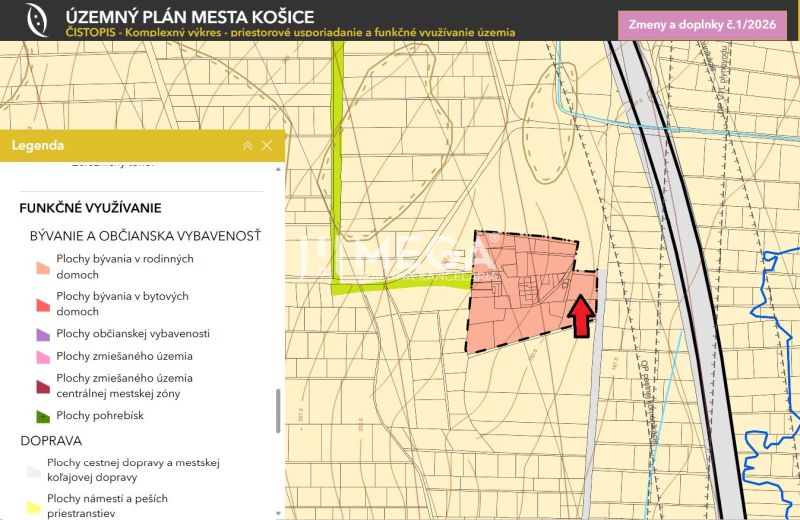 Územný plán für Košice IV, Rešov majer, fokussiert auf Grundstücke - Wohnen.