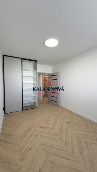 Ein Zimmer in einer 4-Zimmer-Wohnung mit einem Boden in Holzoptik und einem Einbauschrank.