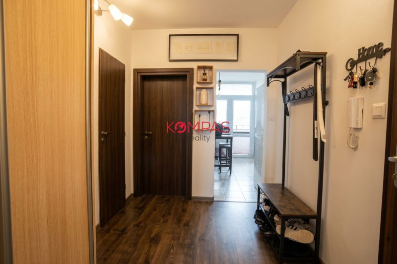 Flur mit Kleiderschrank und Holzboden in einer 2-Zimmer-Wohnung.