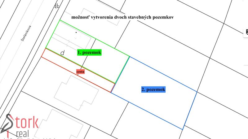 Grundstücksplan in der Štefánikova-Straße in Krušovce für Wohnzwecke.