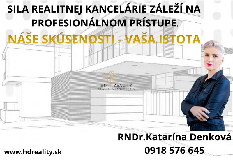 Werbung für ein Immobilienbüro mit einem abstrakten Bild eines Gebäudes und Kontaktinformationen.