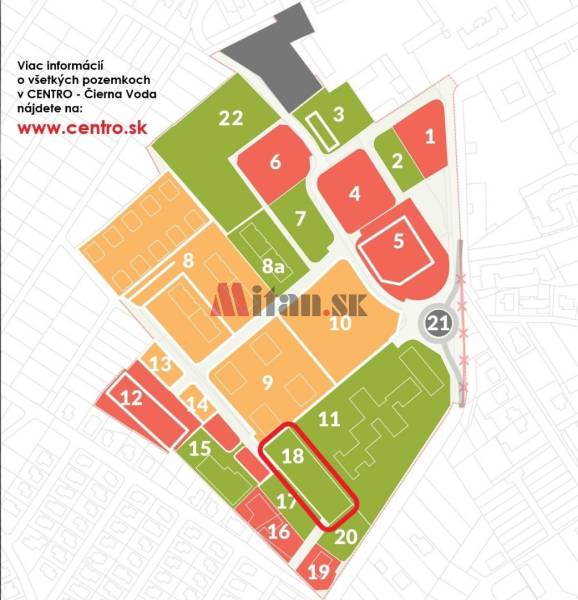 predaj, pozemky pre bytovú výstavbu, CENTRO Čierna Voda - mapa